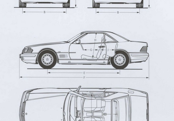 Mercedes-Benz SL600 Coupe (2000) (Мерcедес-Бенз СЛ600 Купе (2000)) - чертежи (рисунки) автомобиля